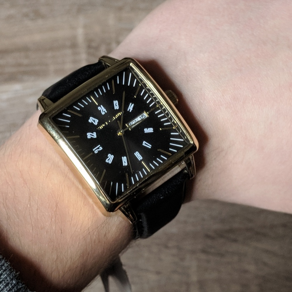 Vince Camuto  |  Men's Faux Leather Strap Watch, 3